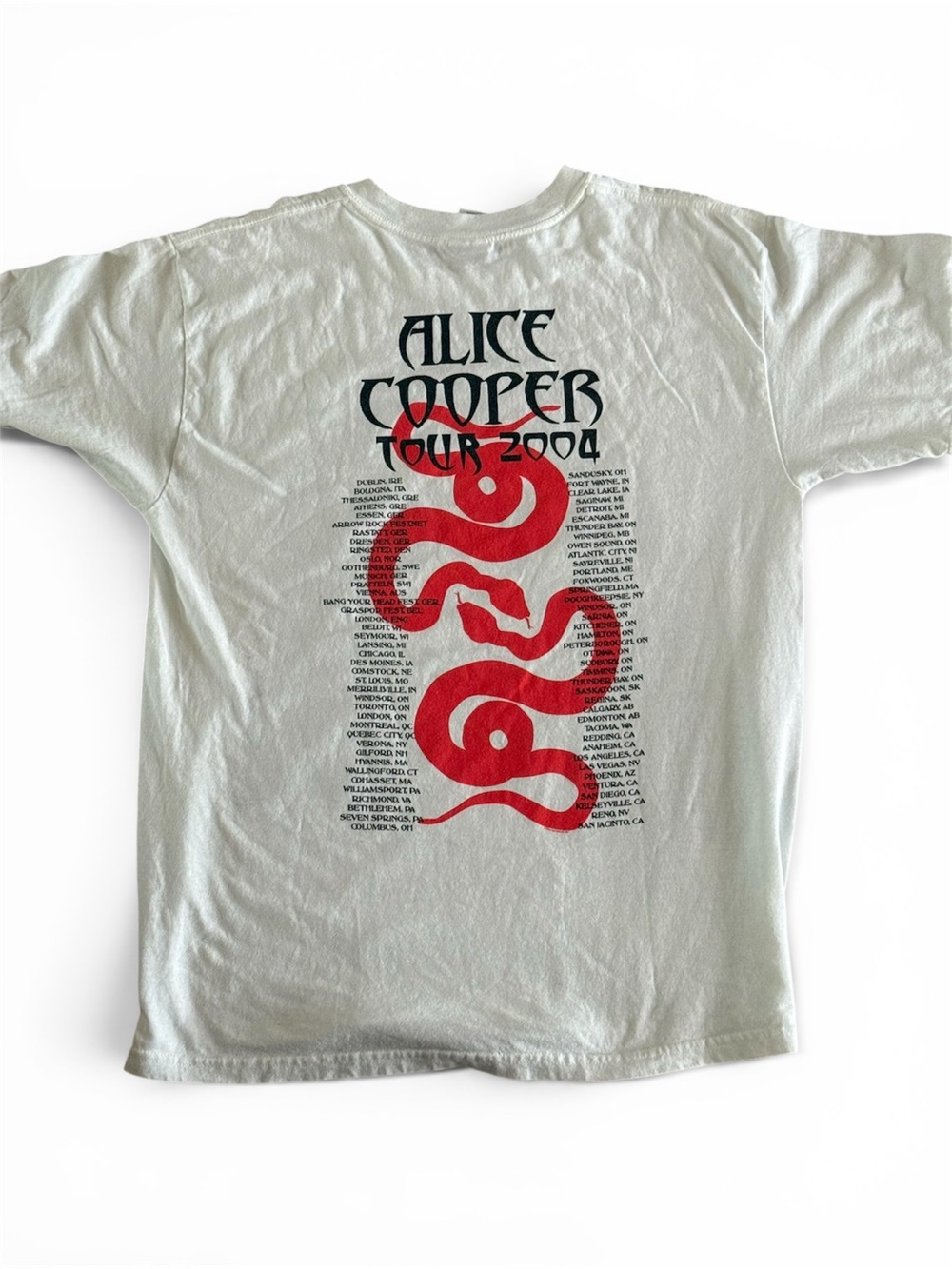 Tour 2004 White T-Shirt with Red Snake Graphic